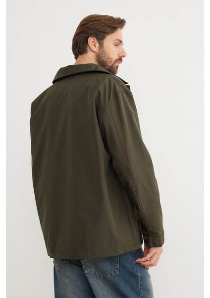 Fermuarlı Polo Yaka Scuba Kumaş Yağmurluk