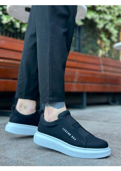 BA0307 BOA Kalın Yüksek Taban Çift Bant Siyah Beyaz Erkek Ayakkabı modelleri