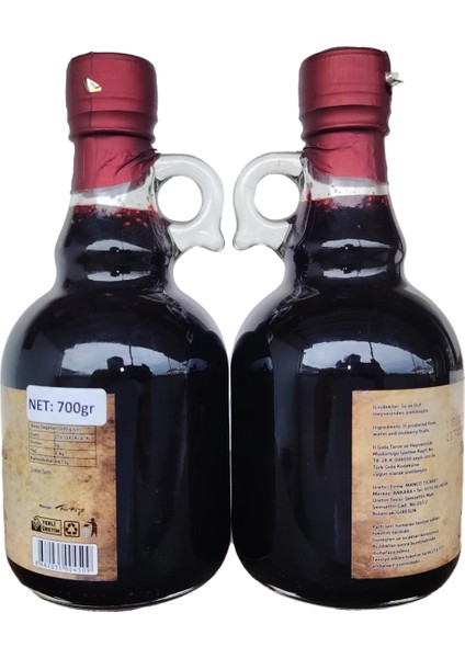 Tanecikli Karadut Özü Cam ( Kulplu ) Şişe 700 gr