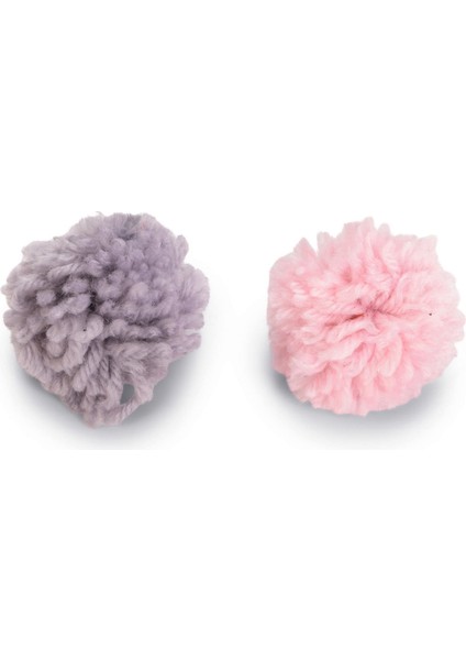 Kedi Oyuncağı, Top, Yün, Pembe ve Gri, 2 Adet, 4cm Lzwdr