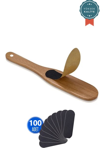 Topuk Törpüsü Set - Ahşap Spatula Sap 100 Adet Yedek Törpü