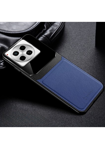 Tecno Camon 30 Pro Uyumlu Kılıf Zebana Lens Deri Kılıf Lacivert