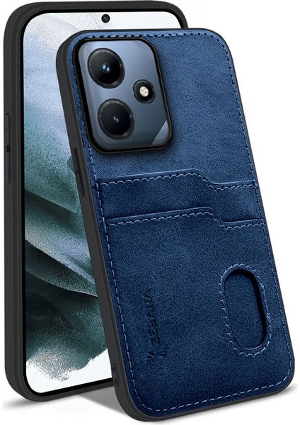 Infinix Hot 30I Uyumlu Kılıf Zebana Kartlıklı Lüx Deri Kılıf Lacivert