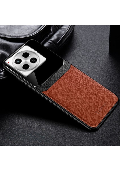 Tecno Camon 30 Pro Uyumlu Kılıf Zebana Lens Deri Kılıf Kahverengi