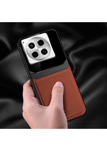 Tecno Camon 30 Pro Uyumlu Kılıf Zebana Lens Deri Kılıf Kahverengi fiyatları