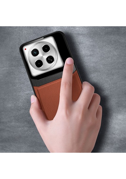 Tecno Camon 30 Pro Uyumlu Kılıf Zebana Lens Deri Kılıf Kahverengi modelleri