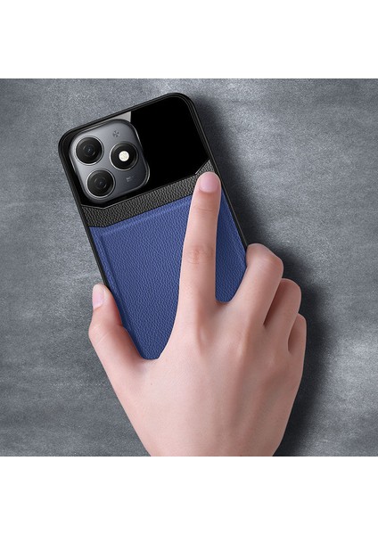Tecno Spark 20 Uyumlu Kılıf Zebana Lens Deri Kılıf Lacivert modelleri