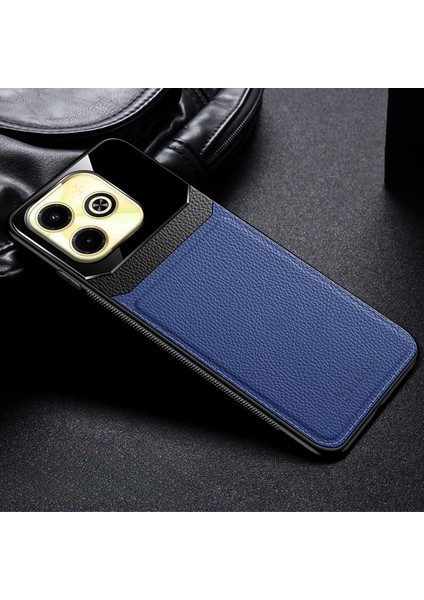 Infinix Hot 40I Uyumlu Kılıf Zebana Lens Deri Kılıf Lacivert