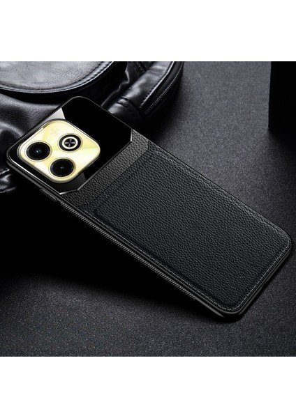 Infinix Hot 40I Uyumlu Kılıf Zebana Lens Deri Kılıf Siyah