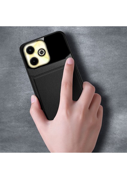 Infinix Hot 40I Uyumlu Kılıf Zebana Lens Deri Kılıf Siyah modelleri