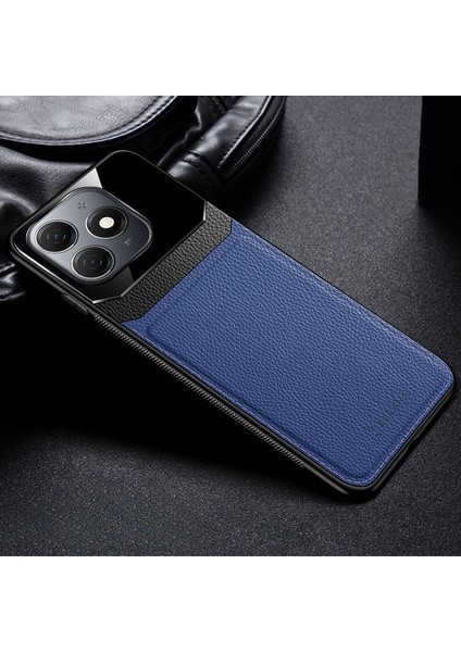 Tecno Spark 20C Uyumlu Kılıf Zebana Lens Deri Kılıf Lacivert