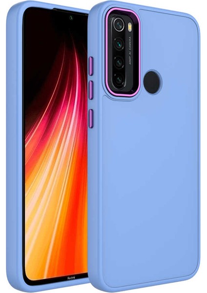 Xiaomi Redmi Note 8 Kılıf Metal Çerçeve ve Buton Tasarımlı Renkli Esnek Kırılmaz Silikon Luna Kapak