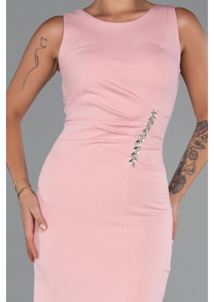 Kolsuz Yırtmaçlı Midi Davet Elbisesi ABK2169 modelleri