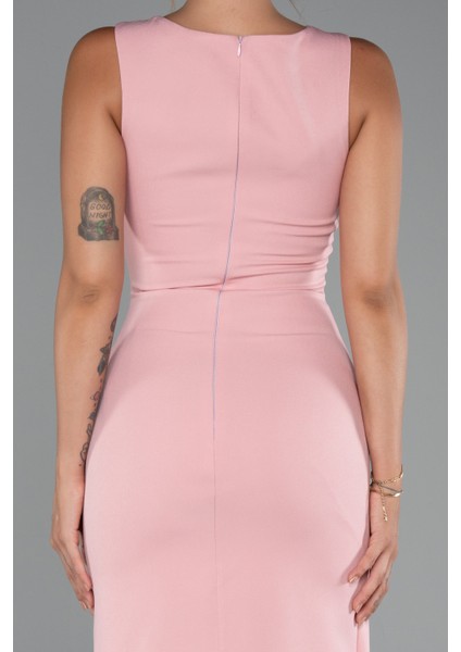 Kolsuz Yırtmaçlı Midi Davet Elbisesi ABK2169 fırsatları