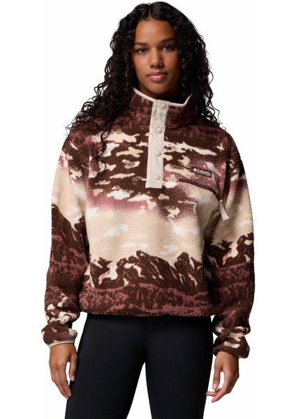 Helvetia Iı Printed Cropped Half Snap Kadın Polar Üst