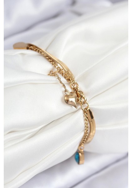 316L Çelik Nazar Boncuk Detaylı Mavi Zirkon Taşlı Model Italyan Zincir Gold Renk Kadın Bileklik fiyatları