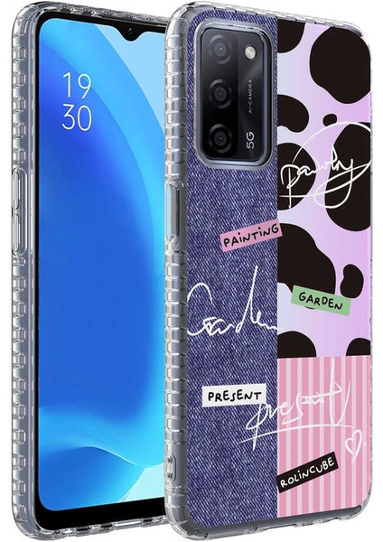 Oppo A54 4g Kılıf Airbag Kenarlı Renkli Desenli Silikon Sert Elegans Kapak