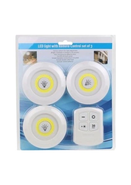 Uzaktan Kumandalı Yapışkanlı Kablosuz Pilli LED 3 Lü (5047) fiyatları