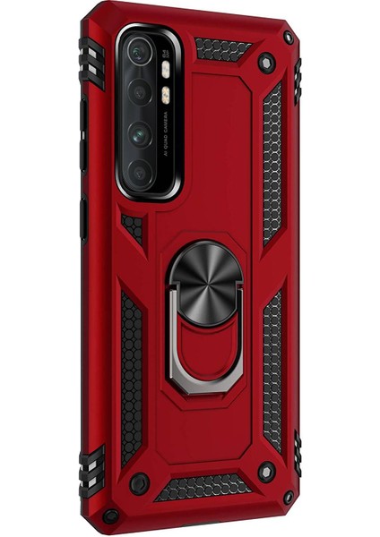 Xiaomi Mi Note 10 Lite Yüzüklü Tank Kılıf Bordo