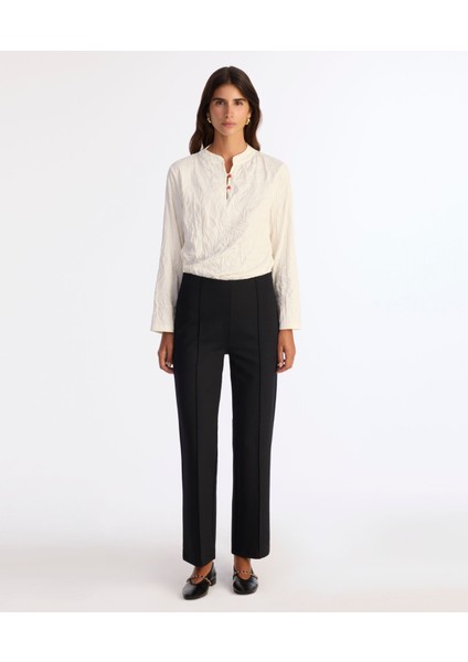 Nervürlü Düz Kalıp Pantolon