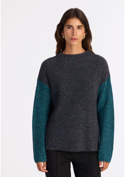 Geniş Yarım Balıkçı Yaka Uzun Kol Kazak