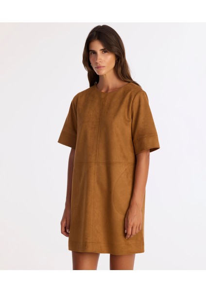 Düz Kayık Yaka Kısa Kol Elbise fırsatları