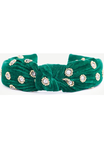 Akrilik Boncuk Detaylı Kadife Taç