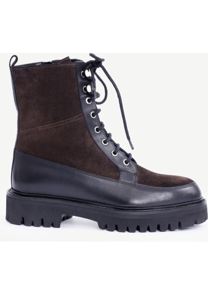 Kalın Tabanlı Deri Bağcıklı Postal Bot