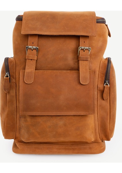 Çok Bölmeli Deri Sırt Çantası