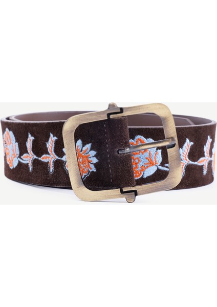Desen Işlemeli Deri Bel Kemeri
