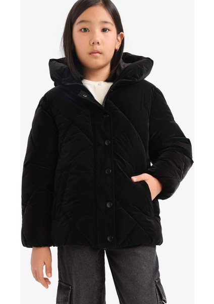 Kız Çocuk Kapüşonlu Fermuarlı Çıtçıtlı Kapitoneli Mont A0839A825AU