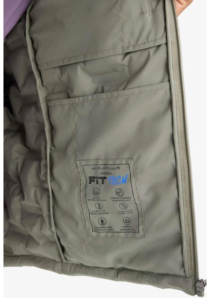 Fit Su İtici Regular Fit Kapüşonlu Fermuarlı Kapitoneli Şişme Mevsimlik Mont C6052AX25AU