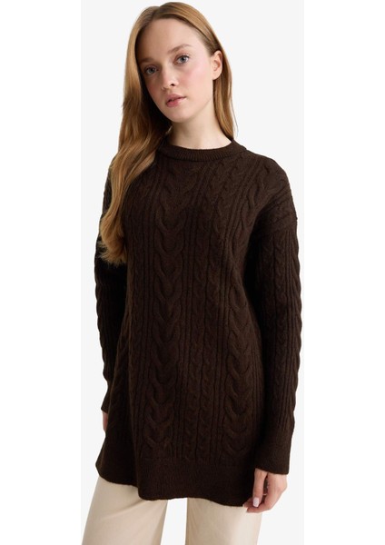 Relax Fit Bisiklet Yaka Triko Kazak Tunik F4530AX25WN indirimleri