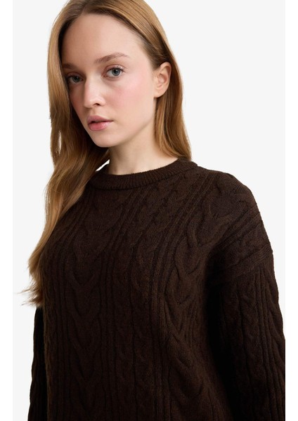 Relax Fit Bisiklet Yaka Triko Kazak Tunik F4530AX25WN