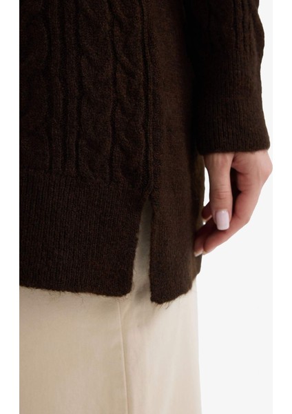 Relax Fit Bisiklet Yaka Triko Kazak Tunik F4530AX25WN