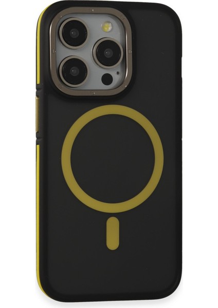 Iphone 14 Pro Max Kılıf Rocky Magsafe Kapak - Siyah-Sarı Lzwdr