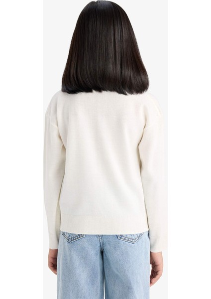 Kız Çocuk Standart Fit Bisiklet Yaka Triko Kazak C6902A825AU