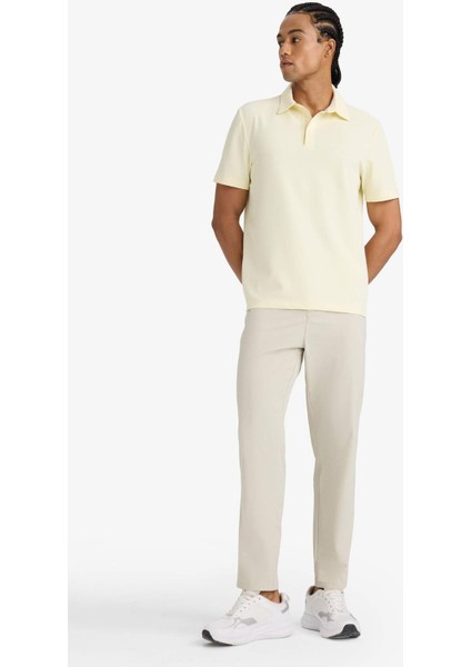 Standart Fit Polo Yaka Basic Düz Sporcu Dokuma Kısa Kollu Tişört F8637AX25AU