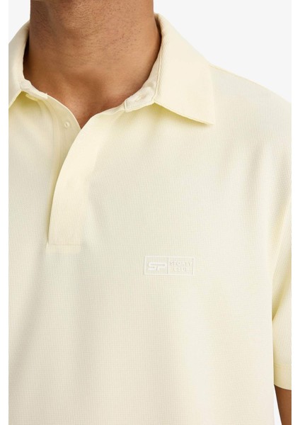 Standart Fit Polo Yaka Basic Düz Sporcu Dokuma Kısa Kollu Tişört F8637AX25AU