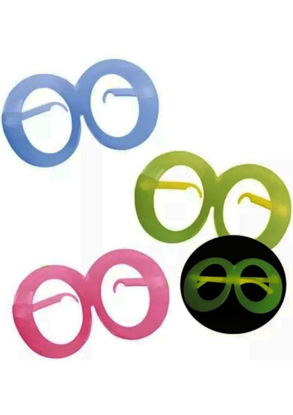 Fosforlu Oval Model Glow Parti Gözlüğü Karanlıkta Yanan Gözlükler 12 Adet fiyatları