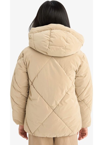 Kız Çocuk Kapüşonlu Fermuarlı Çıtçıtlı Kapitoneli Mont A0839A825AU