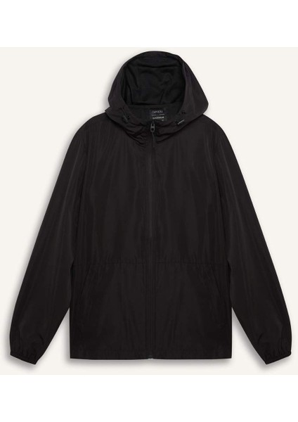 Su İtici Slim Fit Dar Kesim File Astarlı Kapüşonlu Fermuarlı Mevsimlik Baharlık Yağmurluk Mont C5821AX25AU