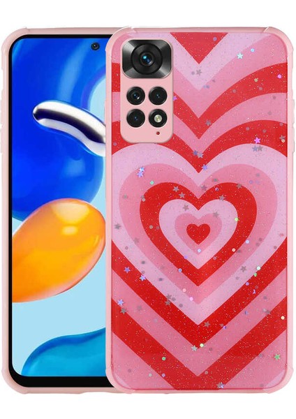 Xiaomi Redmi Note 11 Global Kılıf Simli Desenli Kamera Korumalı Parlak Silikon Popy Kapak