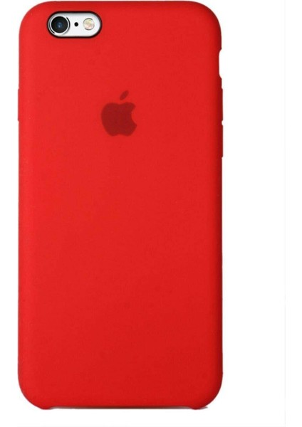 Apple iPhone 6s Uyumlu Logolu Içi Kadife Altı Açık Lansman Kırmızı Silikon Kılıf