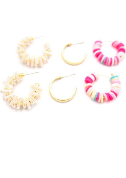 Kristal Boncuklu Küpe - Krem