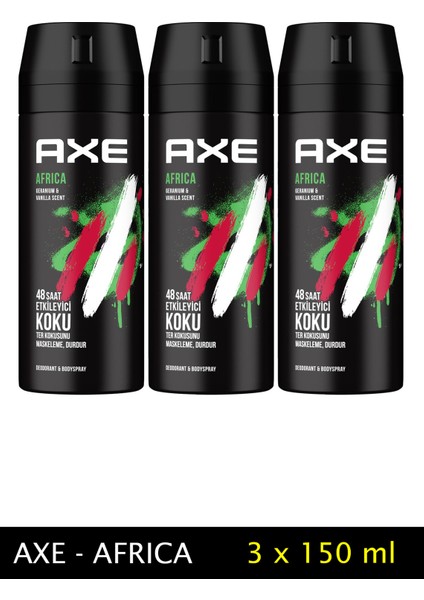 3 Adet Africa Erkek Deodorant Sprey 150 ml