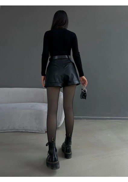 Freshness Içi Peluşlu Kışlık Termal Ten Görünümlü Siyah Peluş Tayt Külotlu Çorap