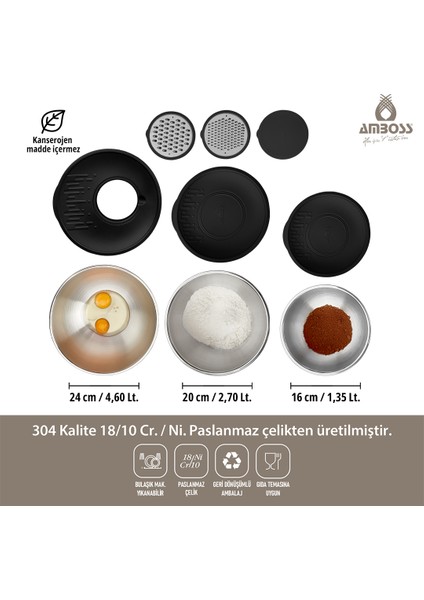 9 Parça Çok Amaçlı Kase Siyah 8019 indirimleri