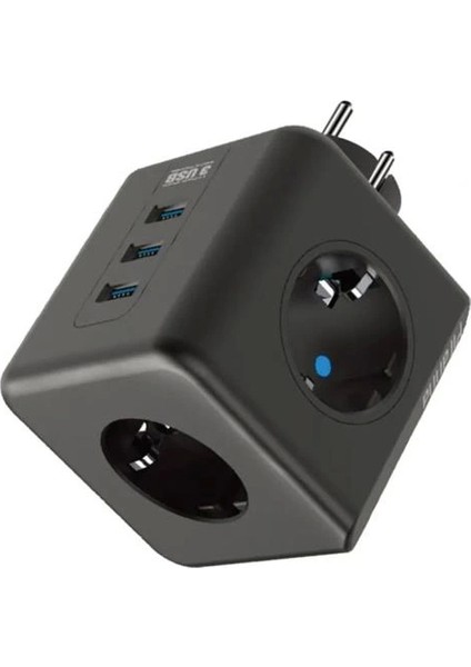 Isıya Dayanıklı Termal Akım Korumalı ve Çocuk Korumalı 3 Priz Girişli 3 USB Girişli Küp Priz (5047) modelleri