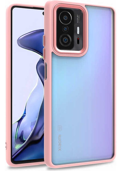 Xiaomi Mi 11T 5g Kılıf Kamera Korumalı Renkli Çerçeveli Şeffaf Yüzey Esnek Sert Silikon Flora Kapak